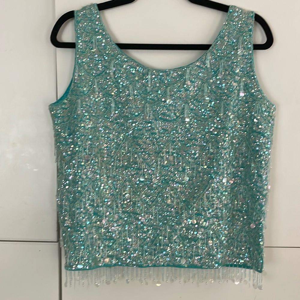 Vintage 1960’s pure wool beaded and sequin sleeveless top